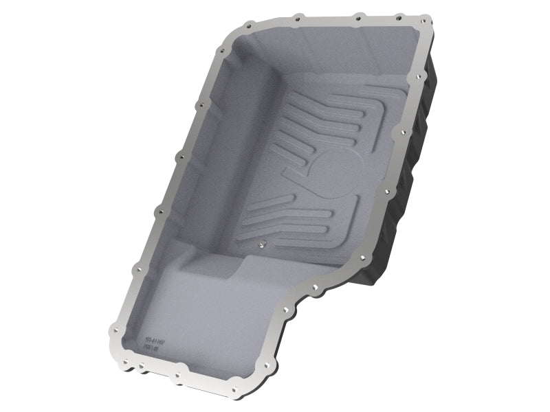 aFe 20-21 Ford Truck w/ 10R140 Transmission Pan Black POWER Street Series w/ Machined Fins