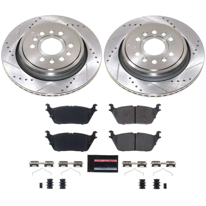 2022–23 Jeep Grand Wagoneer rear Z23 Evolution Sport brake kit with drilled & slotted rotors and carbon‑fiber ceramic pads