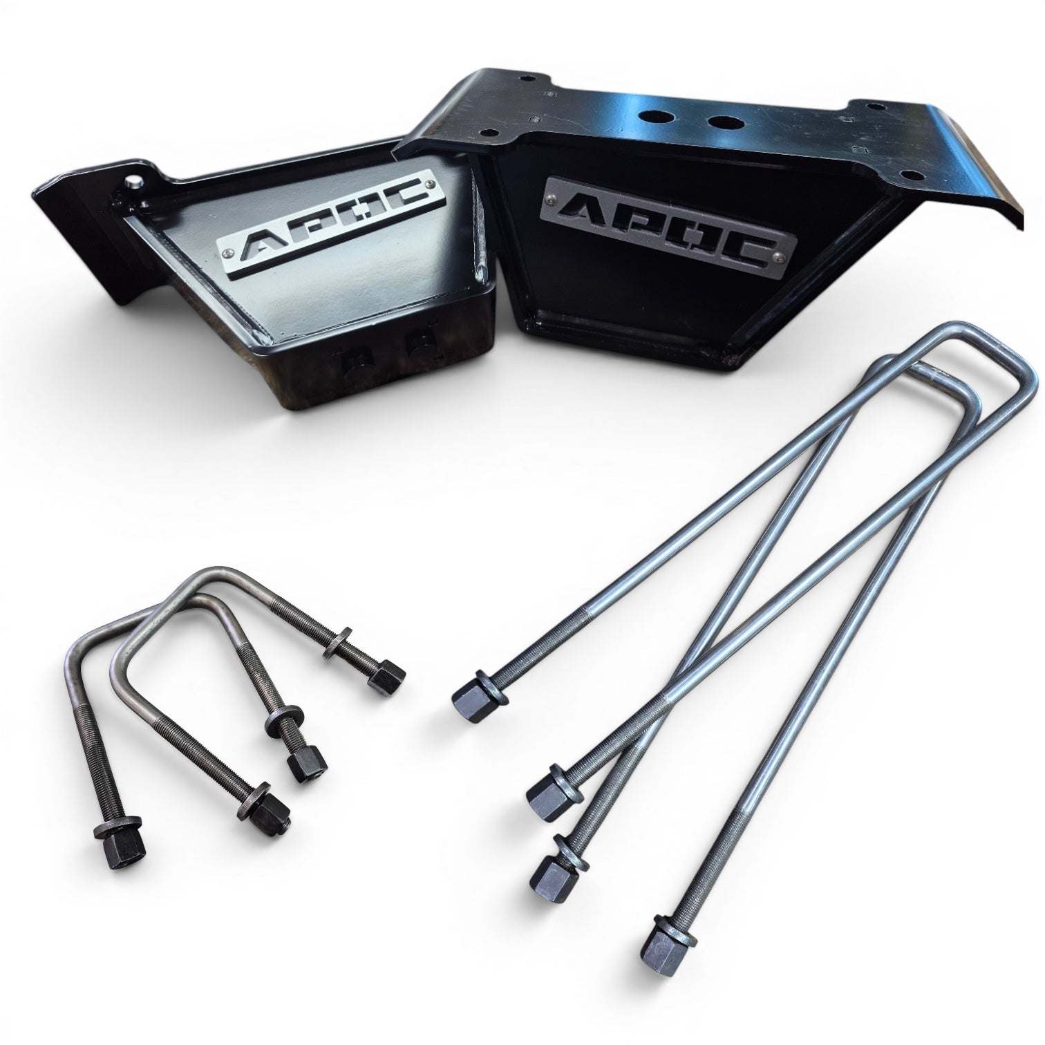 2003-2013 Dodge Ram 2500/3500 rear lift blocks by Apoc Industries in various heights with heavy-duty black powder-coated steel and compound taper technology