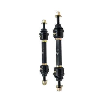 Kryptonite Front Sway Bar End Links, pair of black heavy-duty metal links with extended shafts and greaseable joints