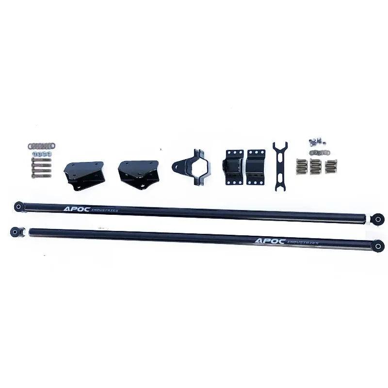 2007-2013 Chevrolet Silverado and GMC Sierra 1500 red ladder traction bars installed on rear axle